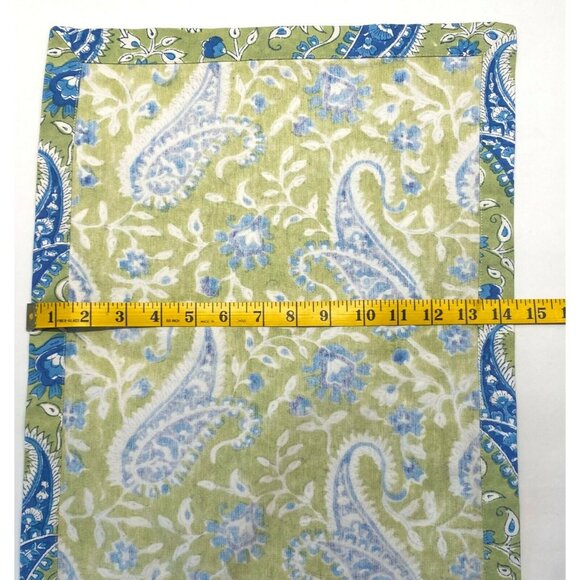 Handmade Paisley Placemats Set of 4 Green Blue Tapestry Style - Picture 5 of 7